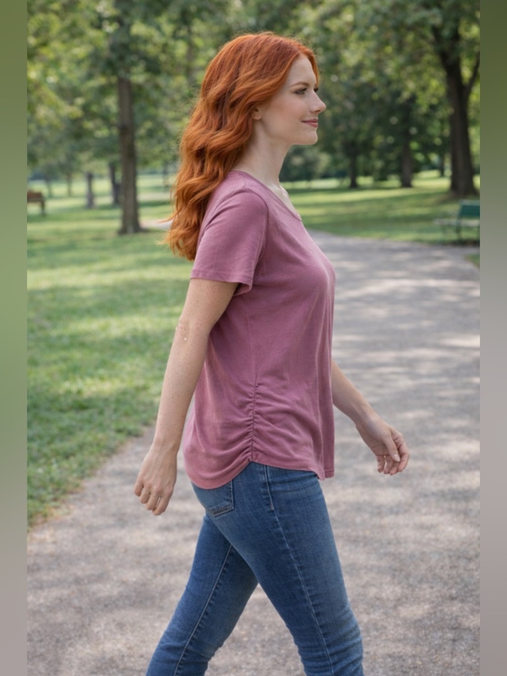 ☀️🌺Cable & Gauge Violet Short Sleeve Top With Ruching